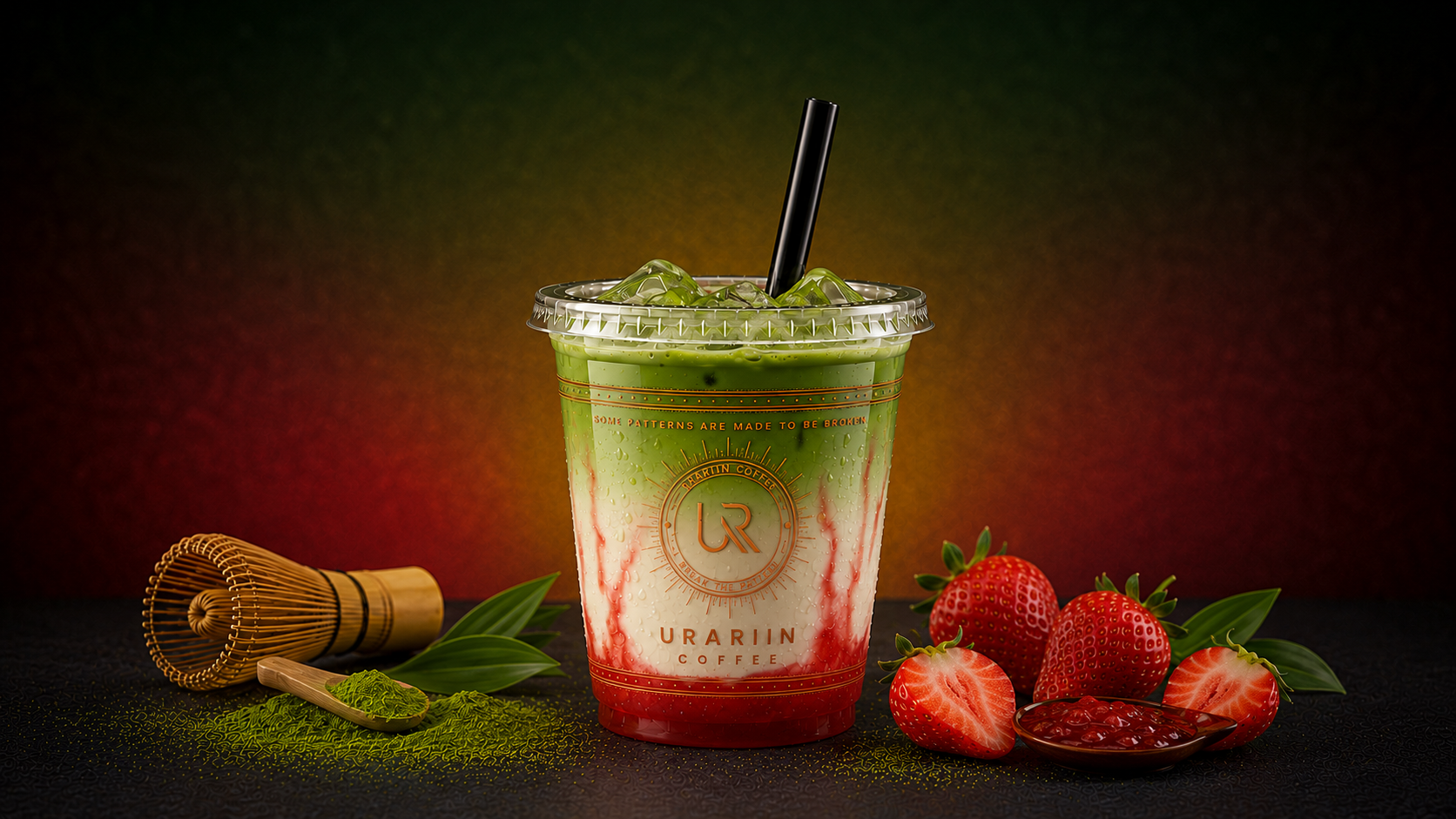 Matcha Latte Strawberry Puree